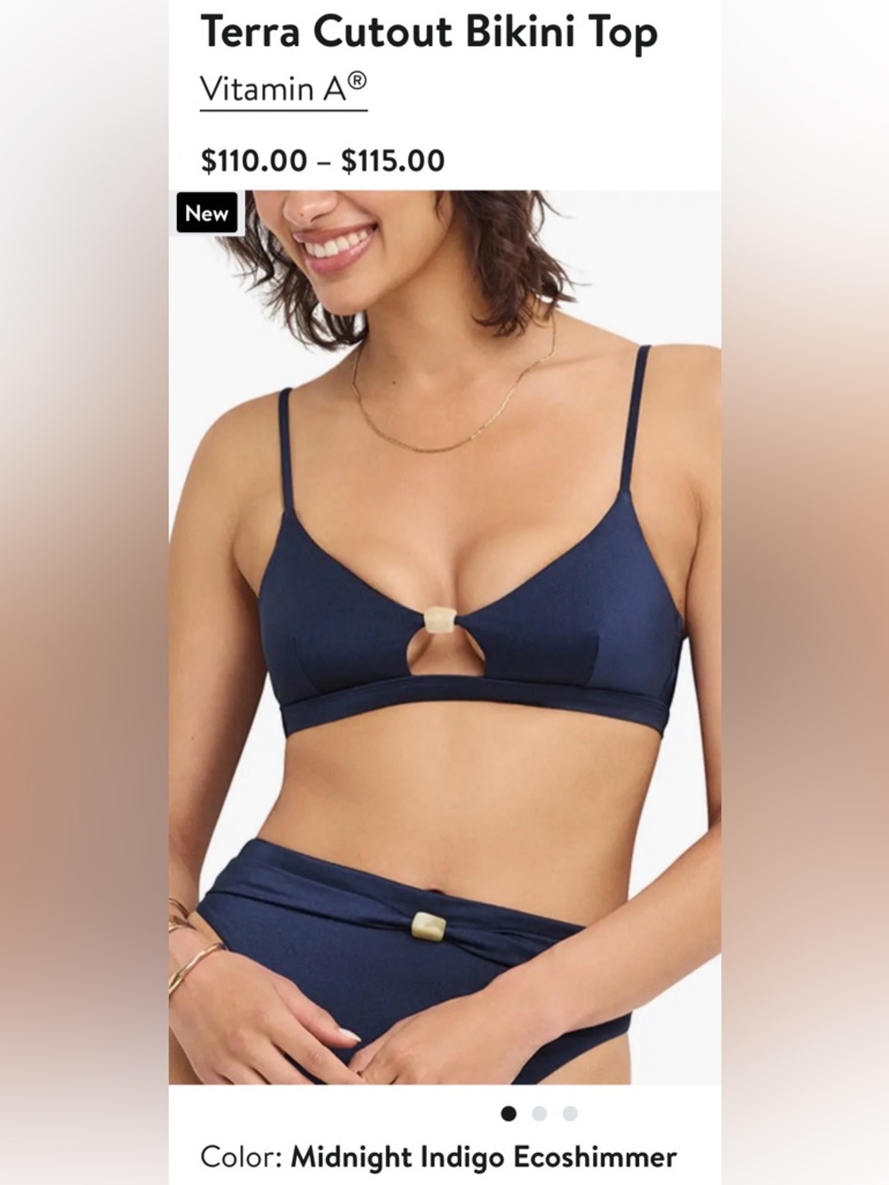 Vitamin A NEW Size M Terra Cutout Bikini Top